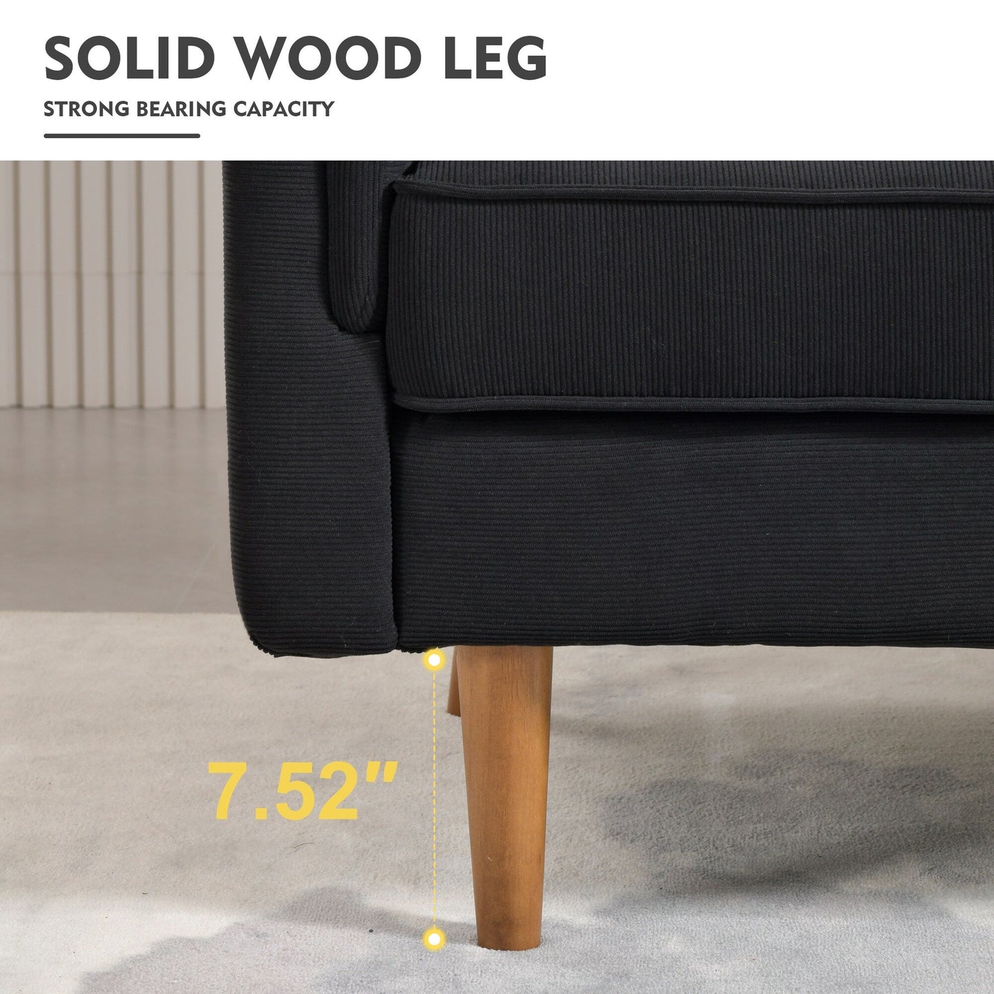 HOOOWOOO Mobili per soggiorno 71 Divano moderno imbottito in tessuto a 3 posti