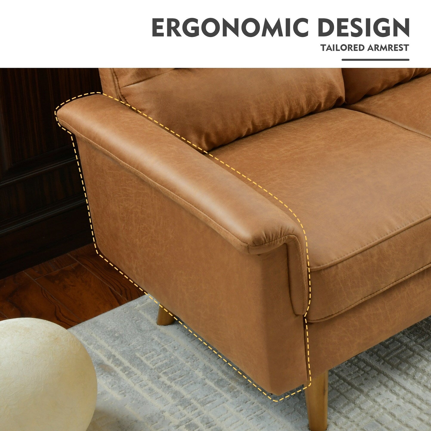 HOOOWOOO Mobili per soggiorno 71 Divano moderno imbottito in tessuto a 3 posti