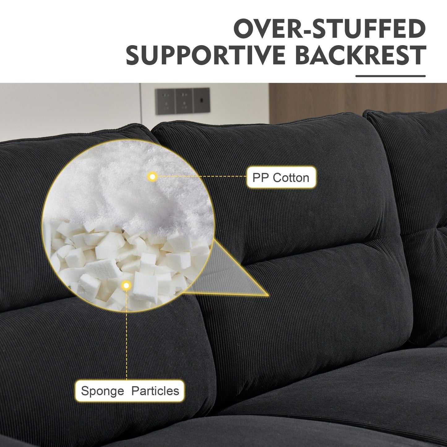 HOOOWOOO Mobili per soggiorno 71 Divano moderno imbottito in tessuto a 3 posti