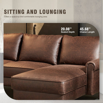 Divano in pelle scamosciata di metà secolo con chaise longue HOOOWOOO Living Room Furniture