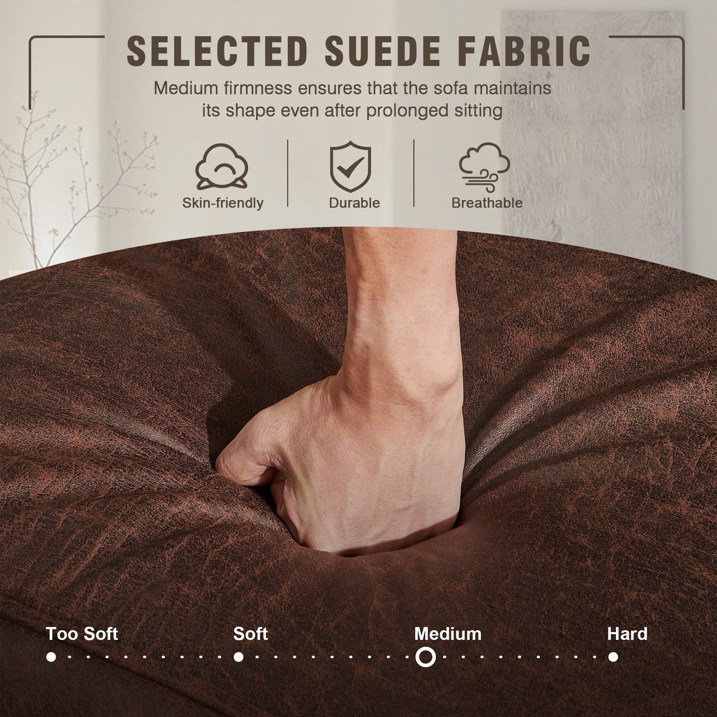 Divano in pelle scamosciata di metà secolo con chaise longue HOOOWOOO Living Room Furniture