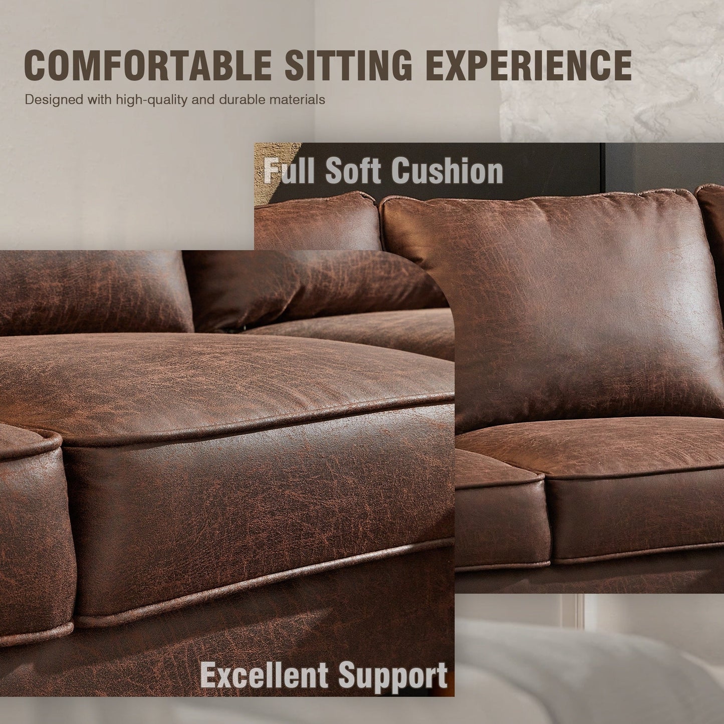 Divano in pelle scamosciata di metà secolo con chaise longue HOOOWOOO Living Room Furniture