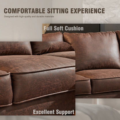 Divano in pelle scamosciata di metà secolo con chaise longue HOOOWOOO Living Room Furniture