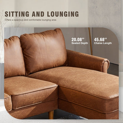 Divano in pelle scamosciata di metà secolo con chaise longue HOOOWOOO Living Room Furniture