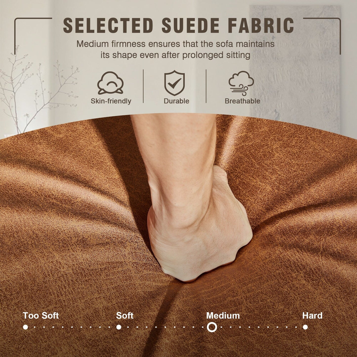 Divano in pelle scamosciata di metà secolo con chaise longue HOOOWOOO Living Room Furniture