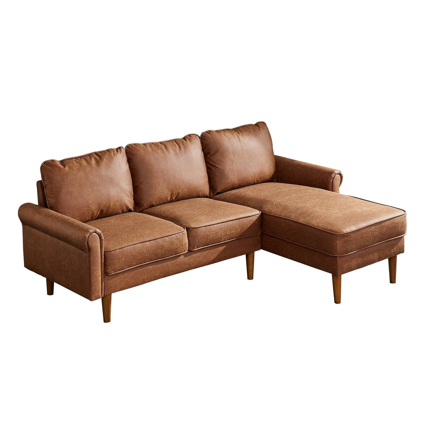 Divano in pelle scamosciata di metà secolo con chaise longue HOOOWOOO Living Room Furniture