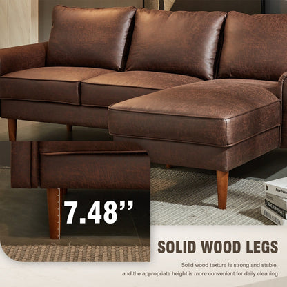 Divano in pelle scamosciata di metà secolo con chaise longue HOOOWOOO Living Room Furniture