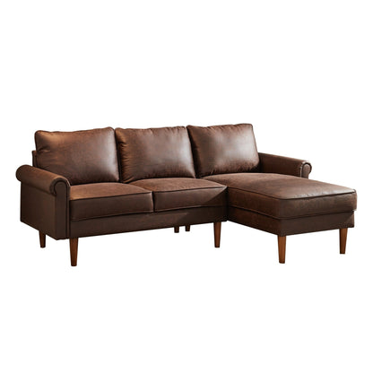 Divano in pelle scamosciata di metà secolo con chaise longue HOOOWOOO Living Room Furniture