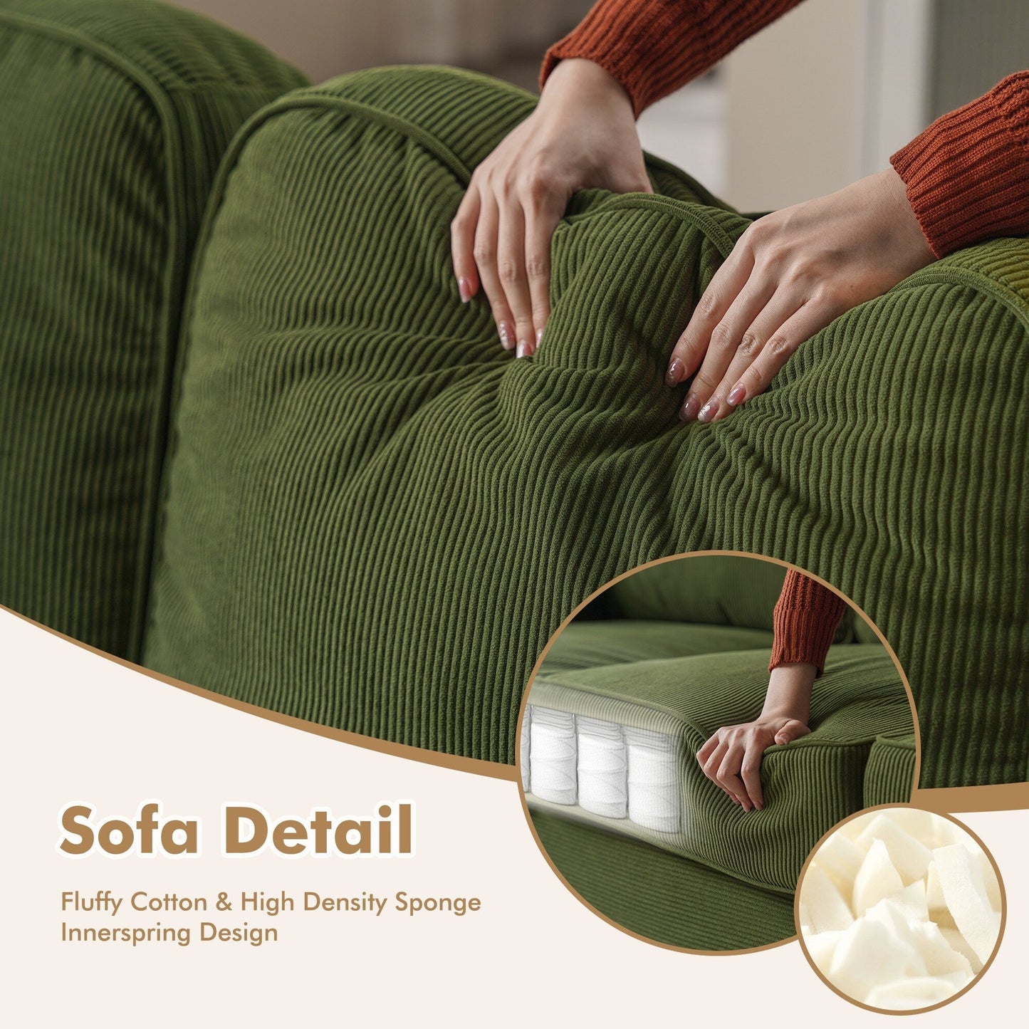 Divano moderno imbottito in velluto a coste HOOOWOOO per soggiorno