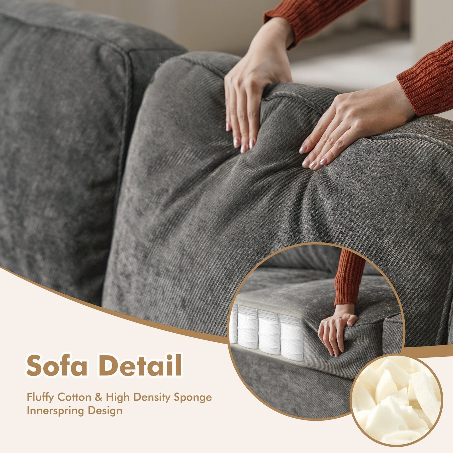 Divano moderno imbottito in velluto a coste HOOOWOOO per soggiorno