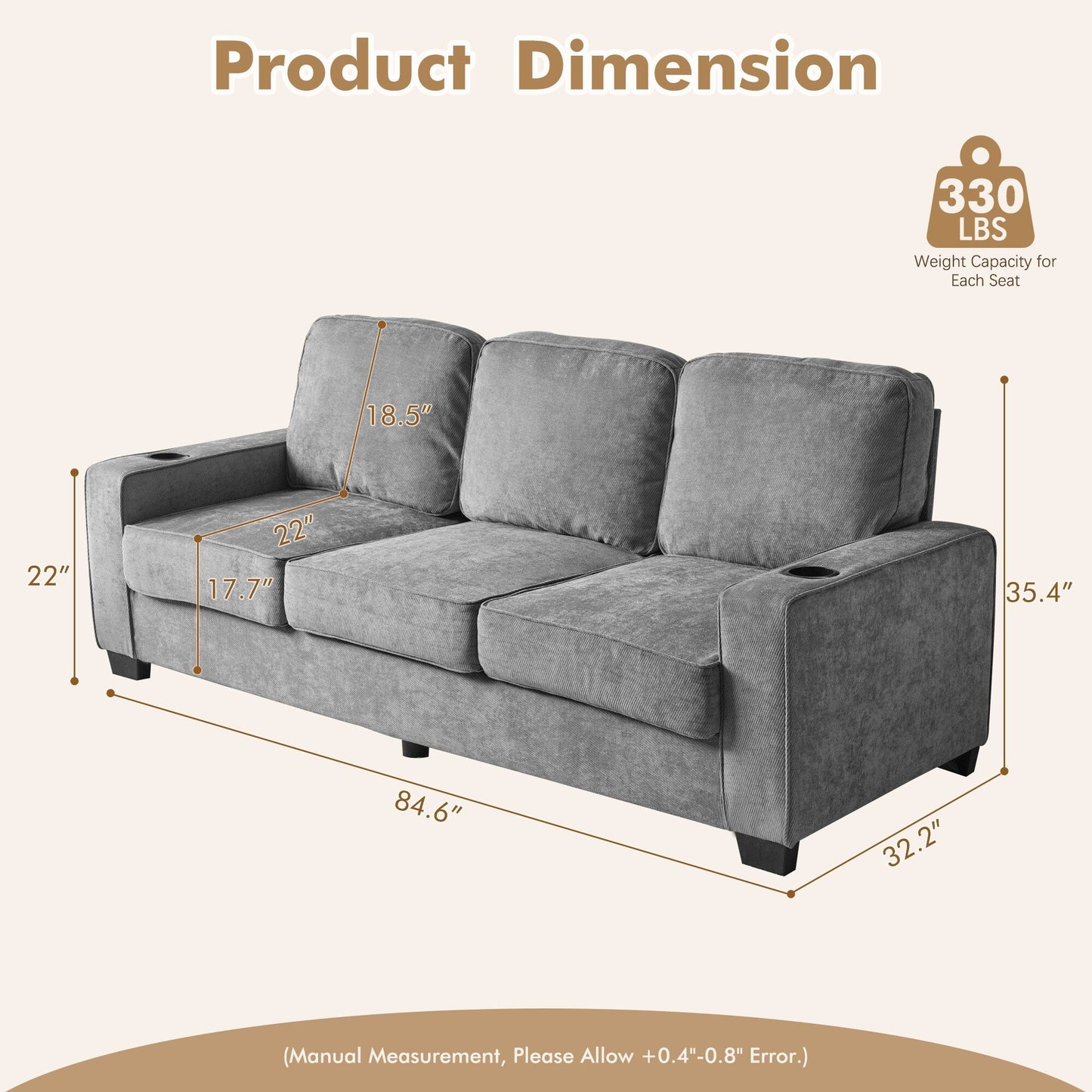 Divano moderno imbottito in velluto a coste HOOOWOOO per soggiorno