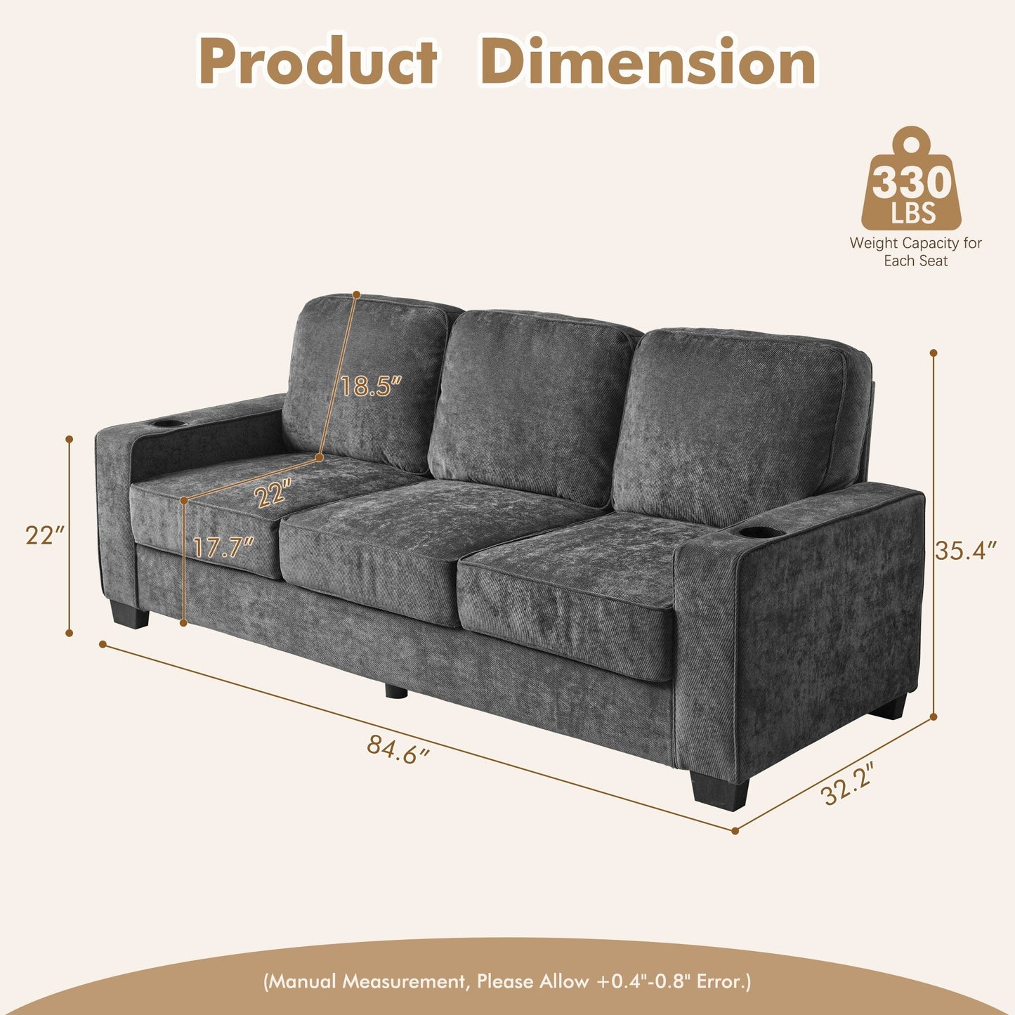 Divano moderno imbottito in velluto a coste HOOOWOOO per soggiorno