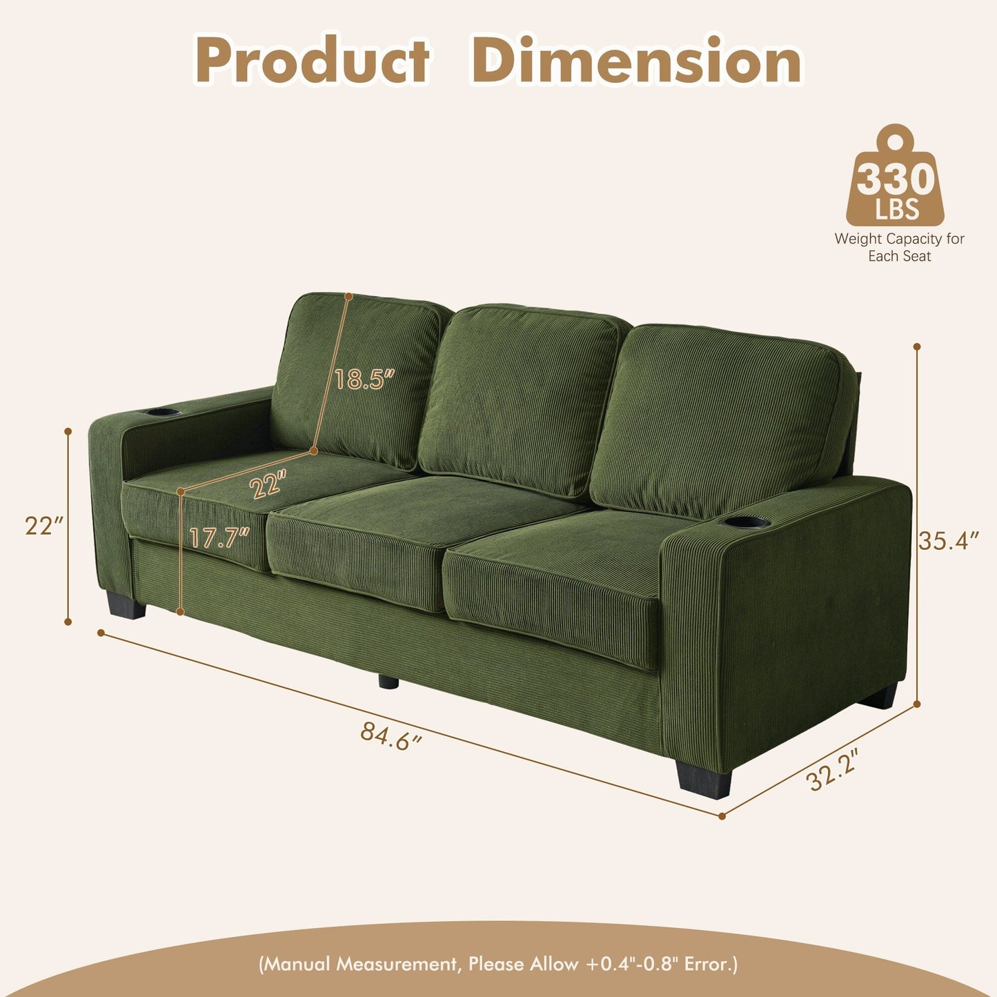 Divano moderno imbottito in velluto a coste HOOOWOOO per soggiorno