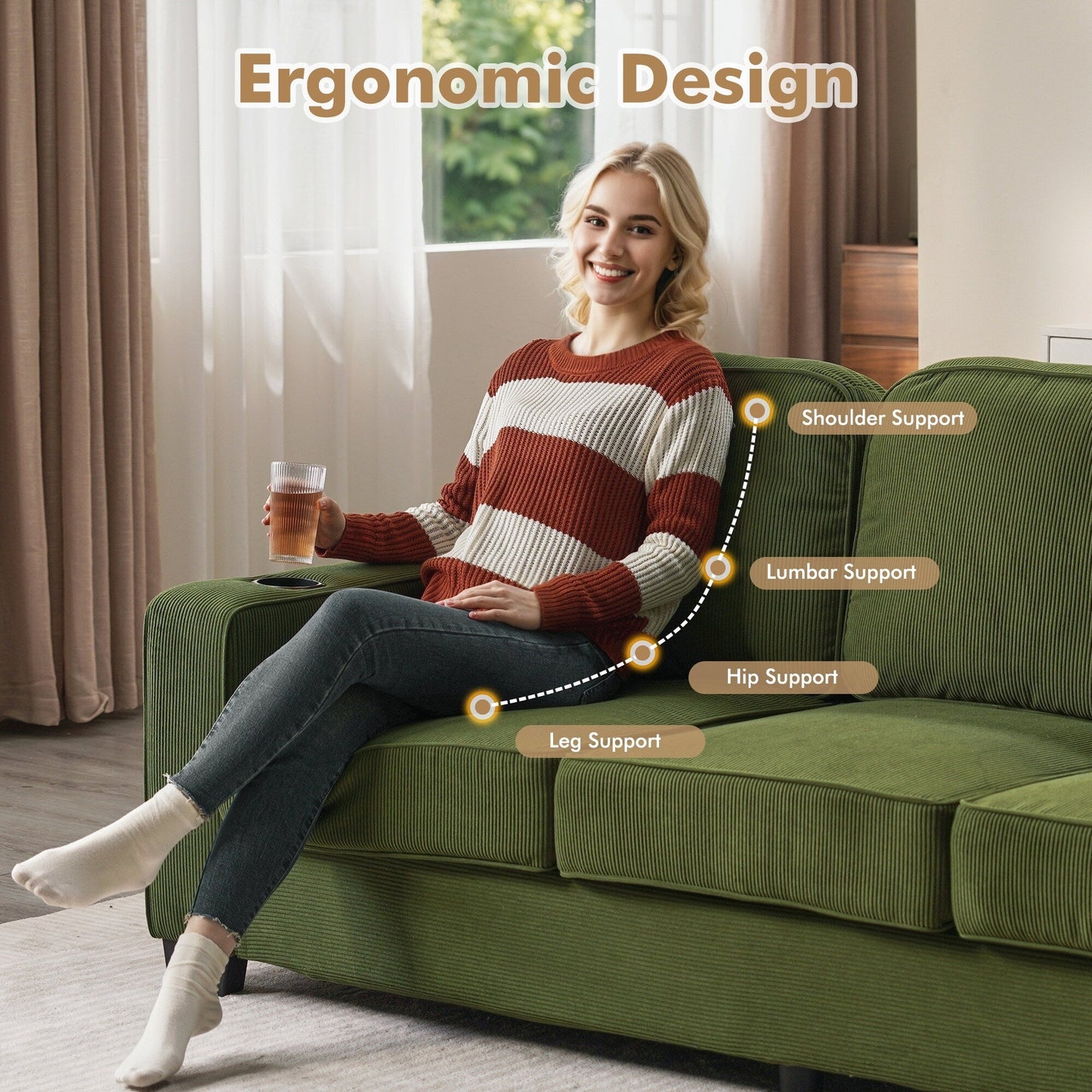 Divano moderno imbottito in velluto a coste HOOOWOOO per soggiorno