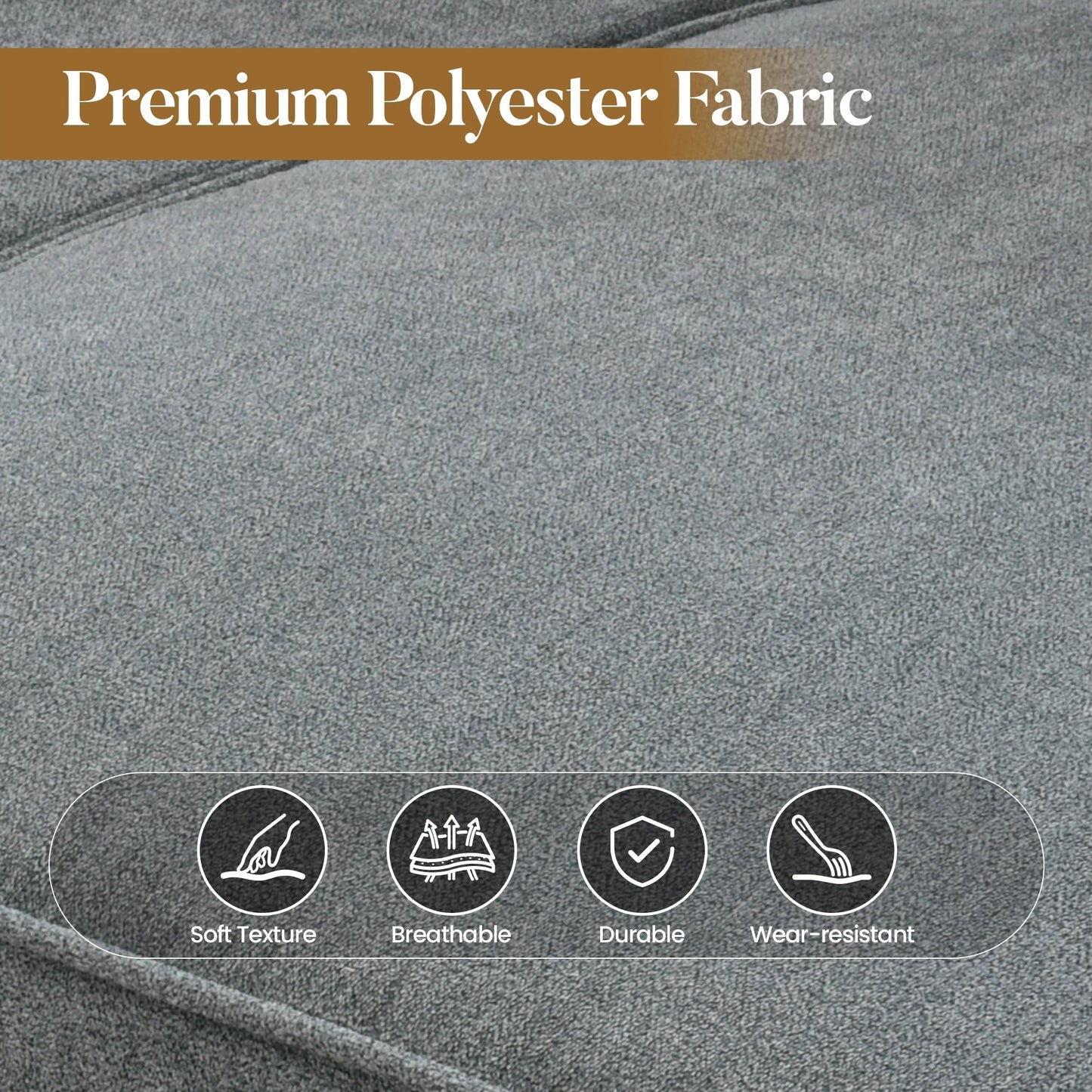 Divano imbottito HOOOWOOO Mid-Century a 3 posti con gambe in legno per soggiorno