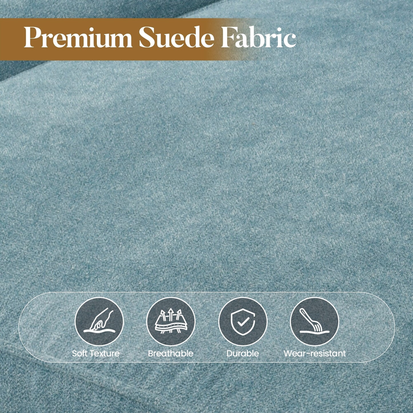 Divano imbottito HOOOWOOO Mid-Century a 3 posti con gambe in legno per soggiorno