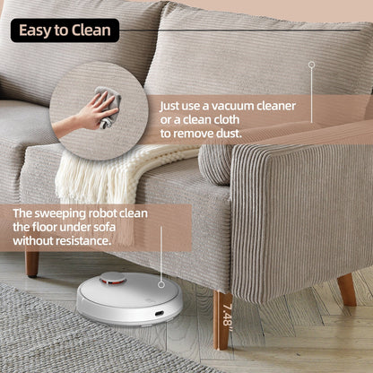 Divano imbottito HOOOWOOO Mid-Century Modern con cuscini arrotolati