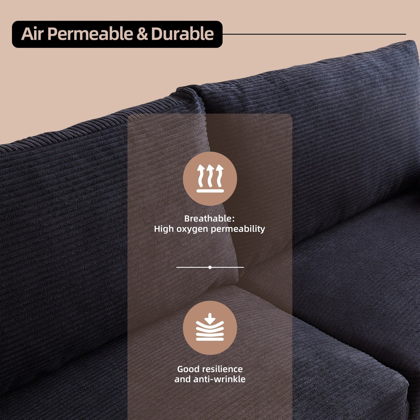 Divano imbottito HOOOWOOO Mid-Century Modern con cuscini arrotolati