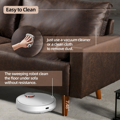 Divano imbottito HOOOWOOO Mid-Century Modern con cuscini arrotolati