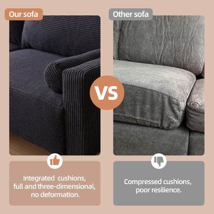 Divano imbottito HOOOWOOO Mid-Century Modern con cuscini arrotolati