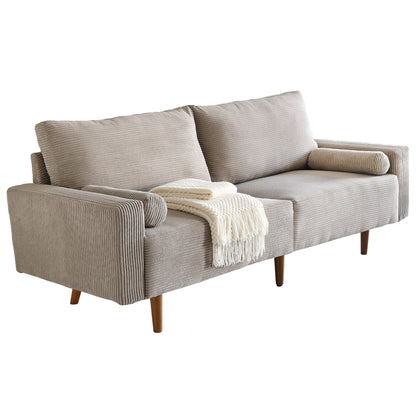 Divano imbottito HOOOWOOO Mid-Century Modern con cuscini arrotolati