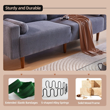 Divano imbottito HOOOWOOO Mid-Century Modern con cuscini arrotolati