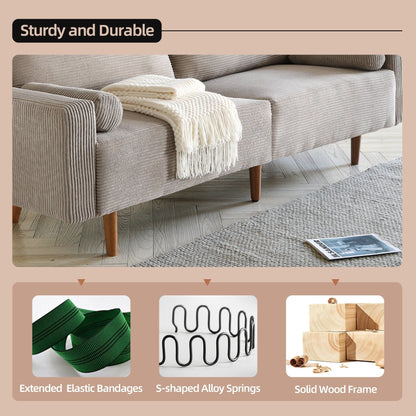 Divano imbottito HOOOWOOO Mid-Century Modern con cuscini arrotolati