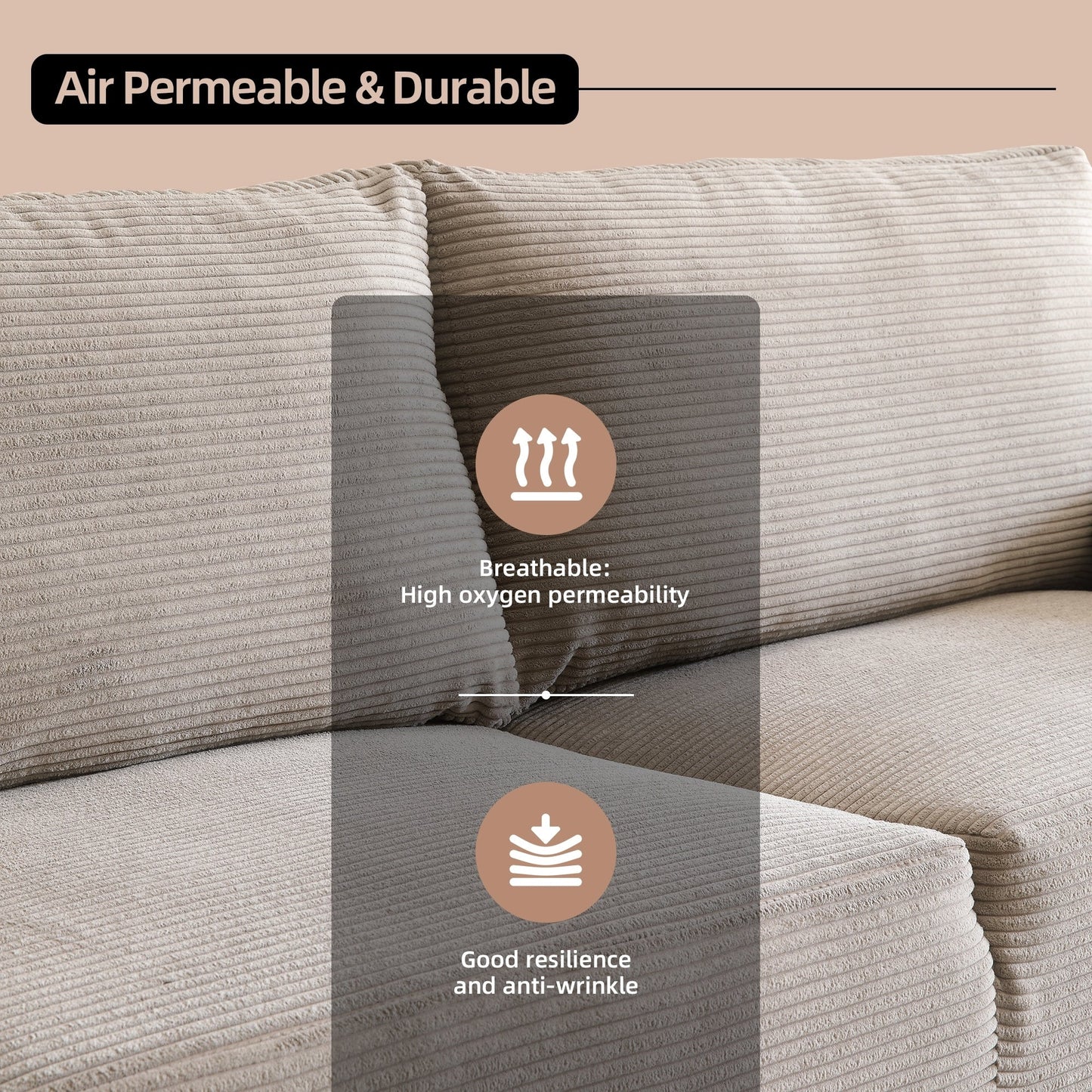 Divano imbottito HOOOWOOO Mid-Century Modern con cuscini arrotolati