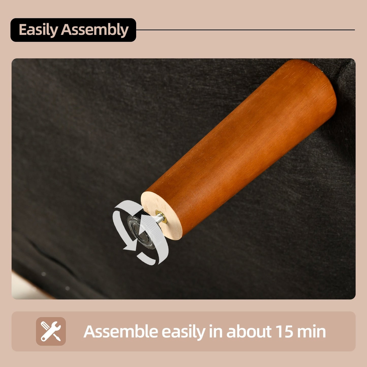 Divano imbottito HOOOWOOO Mid-Century Modern con cuscini arrotolati