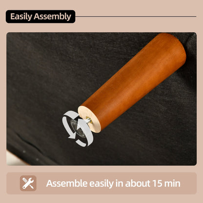 Divano imbottito HOOOWOOO Mid-Century Modern con cuscini arrotolati