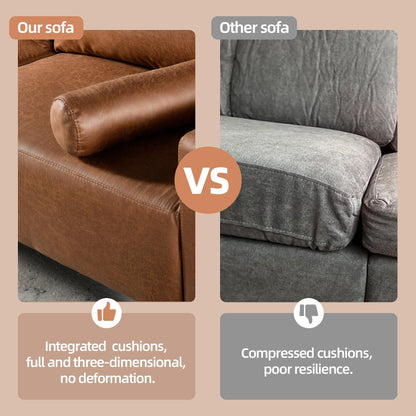 Divano imbottito HOOOWOOO Mid-Century Modern con cuscini arrotolati