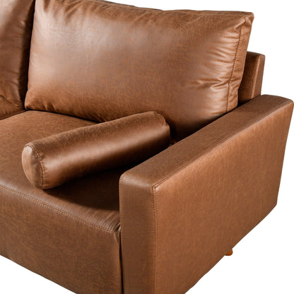 Divano imbottito HOOOWOOO Mid-Century Modern con cuscini arrotolati