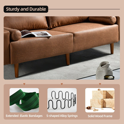 Divano imbottito HOOOWOOO Mid-Century Modern con cuscini arrotolati