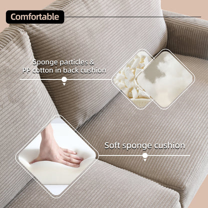 Divano imbottito HOOOWOOO Mid-Century Modern con cuscini arrotolati