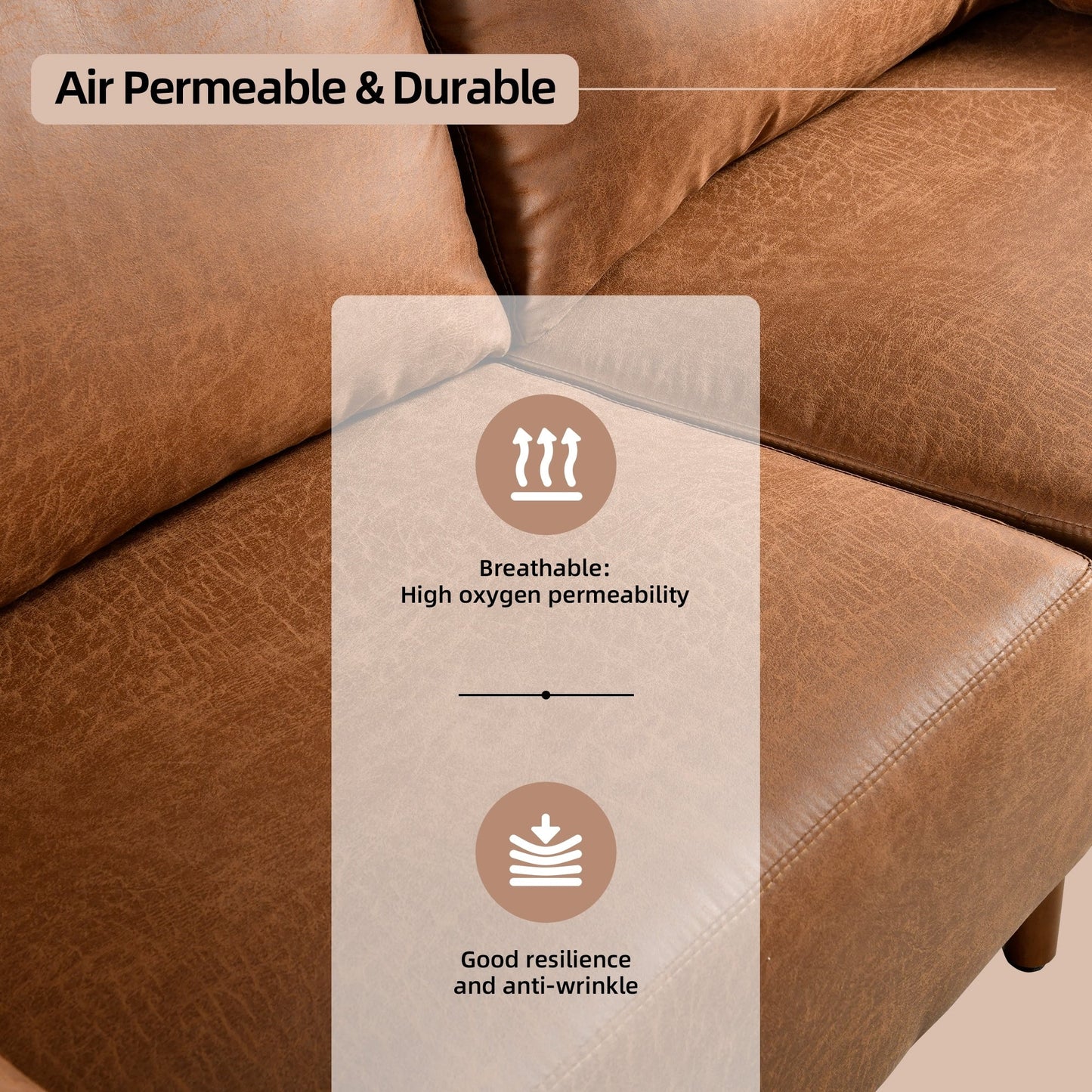 Divano imbottito HOOOWOOO Mid-Century Modern con cuscini arrotolati