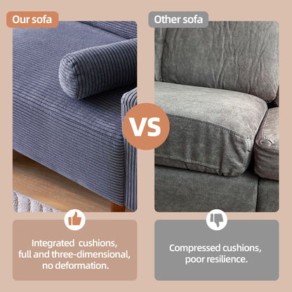 Divano imbottito HOOOWOOO Mid-Century Modern con cuscini arrotolati