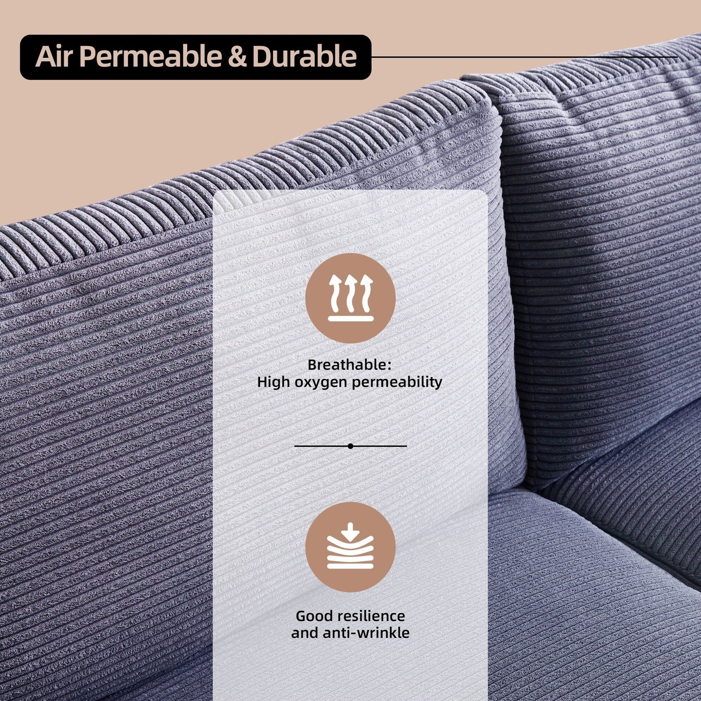 Divano imbottito HOOOWOOO Mid-Century Modern con cuscini arrotolati