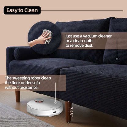 Divano imbottito HOOOWOOO Mid-Century Modern con cuscini arrotolati