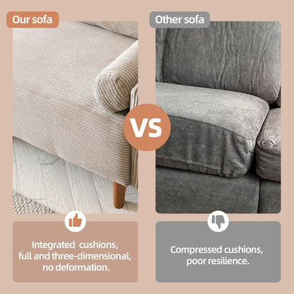 Divano imbottito HOOOWOOO Mid-Century Modern con cuscini arrotolati