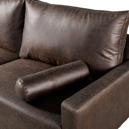 Divano imbottito HOOOWOOO Mid-Century Modern con cuscini arrotolati