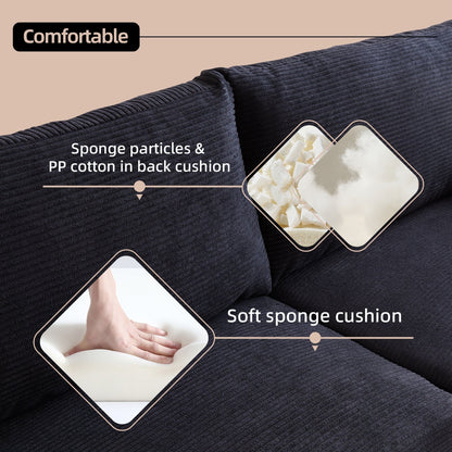 Divano imbottito HOOOWOOO Mid-Century Modern con cuscini arrotolati