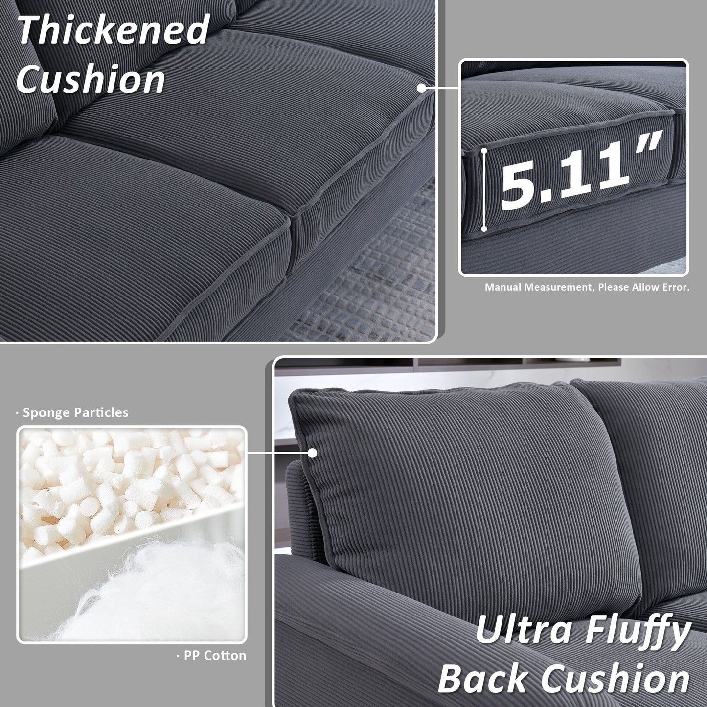 Divano moderno a 3 posti in tessuto di poliestere HOOOWOOO con bracciolo largo