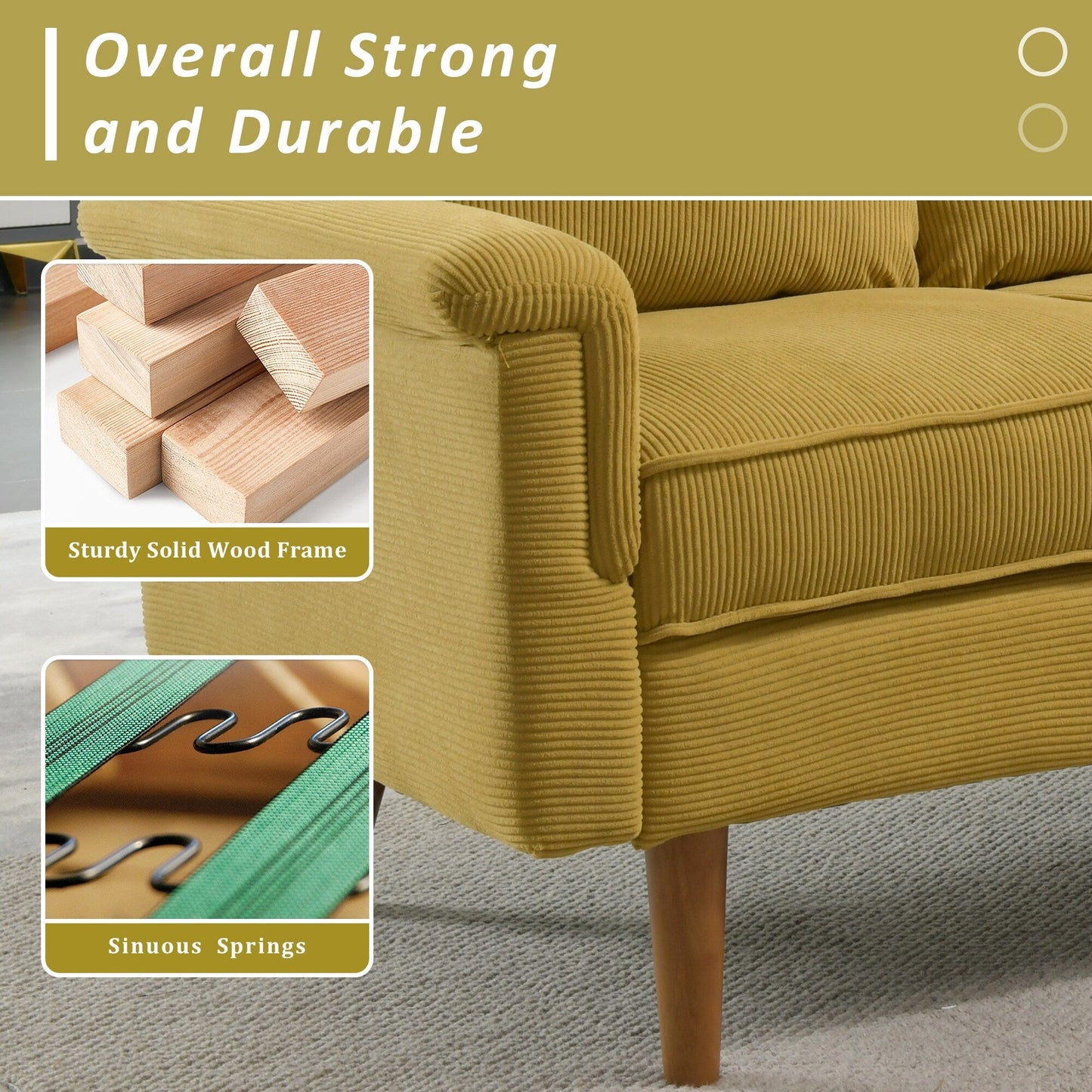 Divano moderno a 3 posti in tessuto di poliestere HOOOWOOO con bracciolo largo