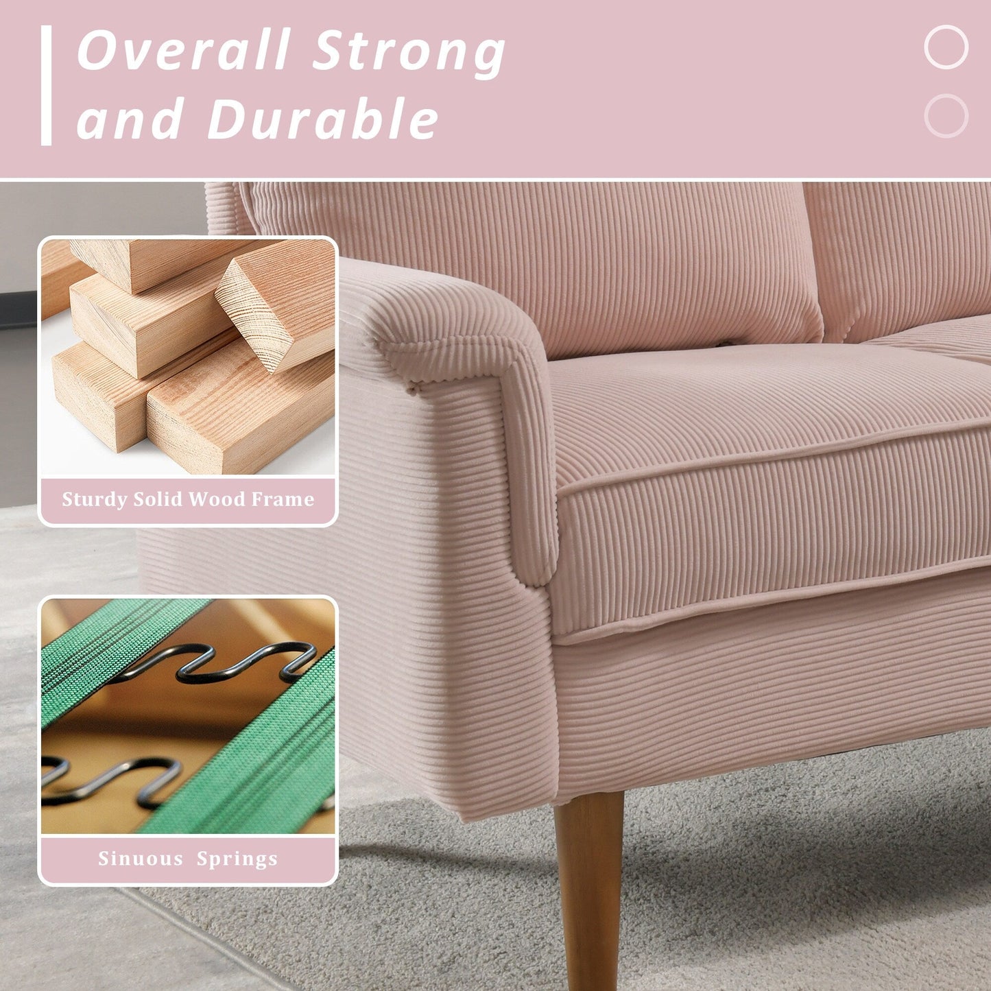 Divano moderno a 3 posti in tessuto di poliestere HOOOWOOO con bracciolo largo