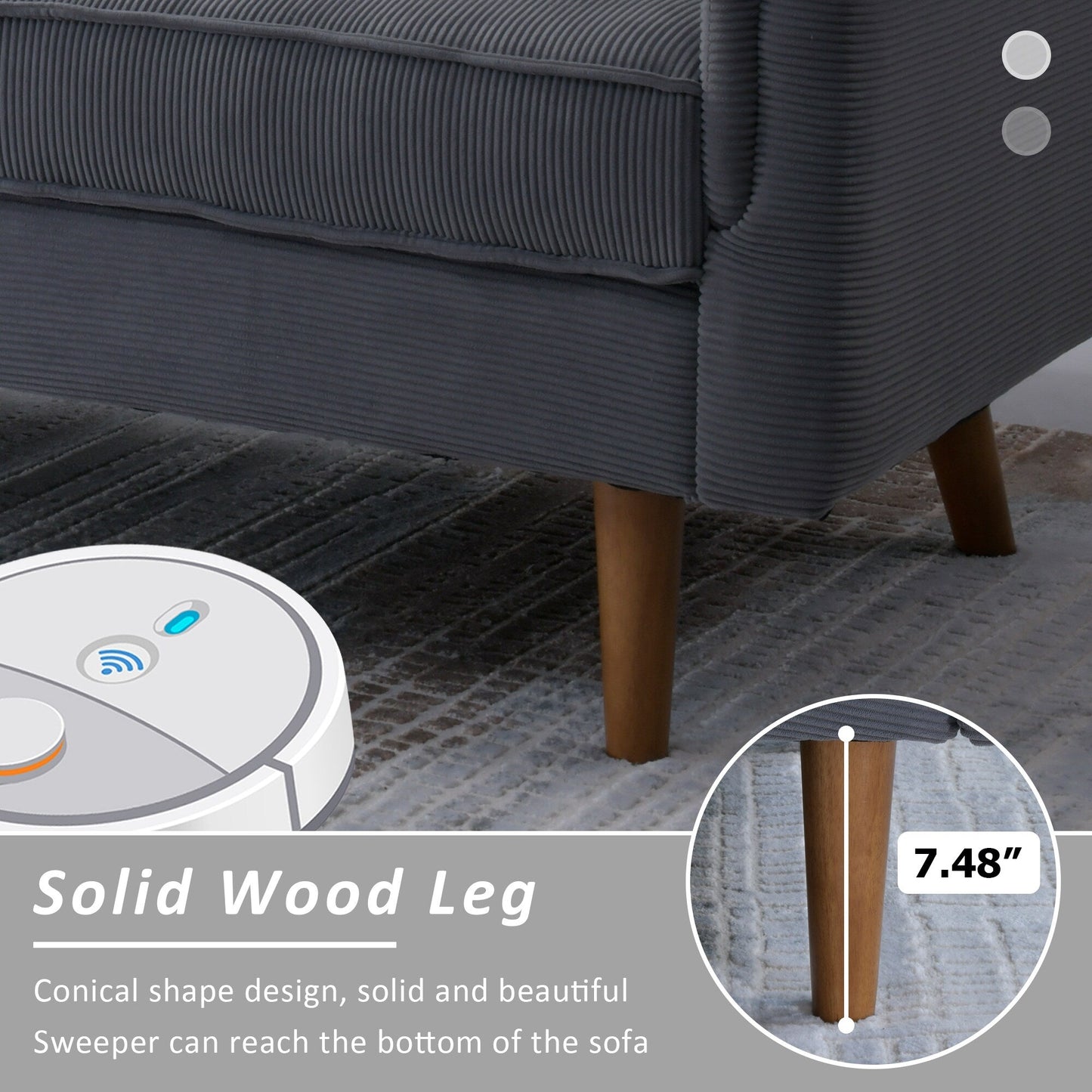 Divano moderno a 3 posti in tessuto di poliestere HOOOWOOO con bracciolo largo