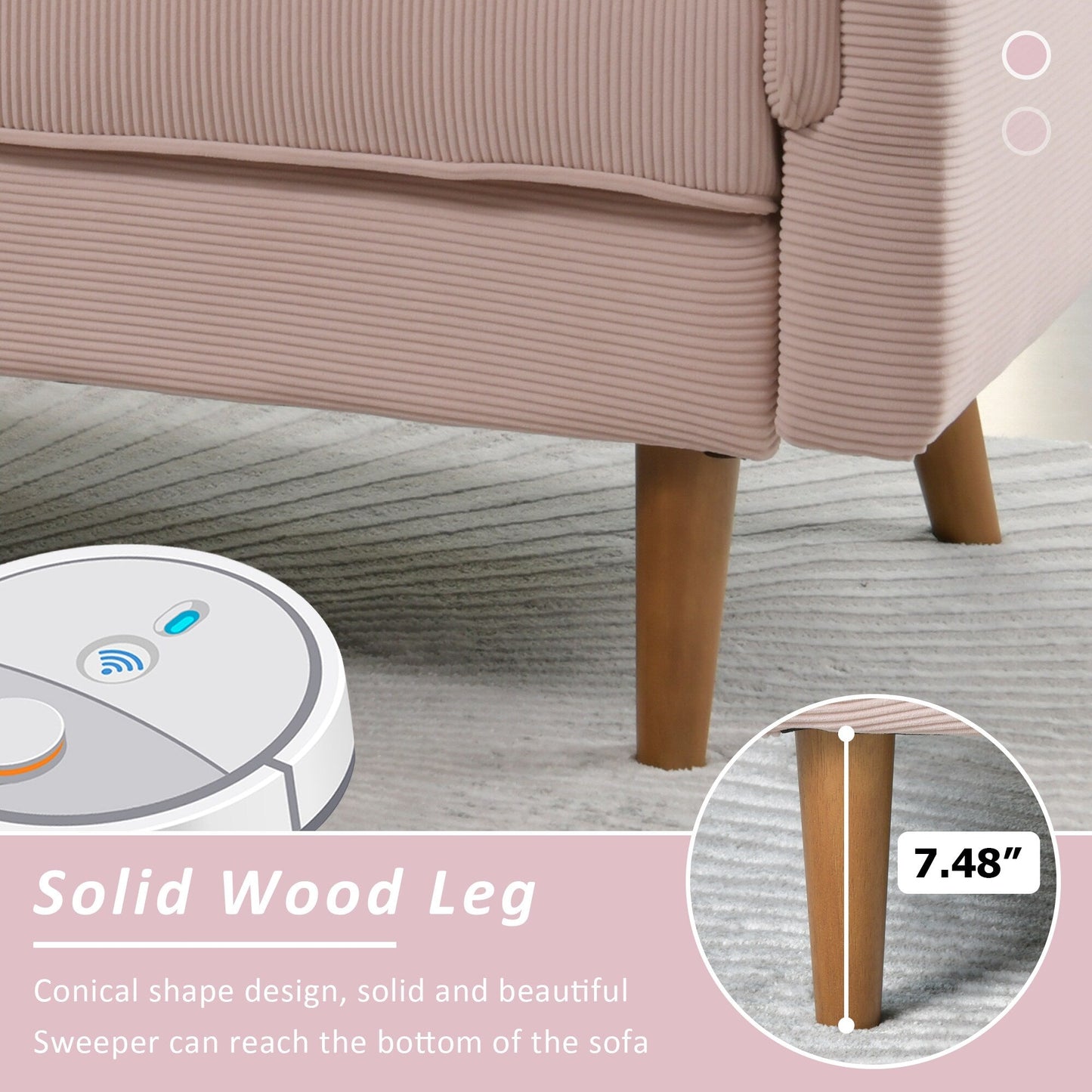 Divano moderno a 3 posti in tessuto di poliestere HOOOWOOO con bracciolo largo