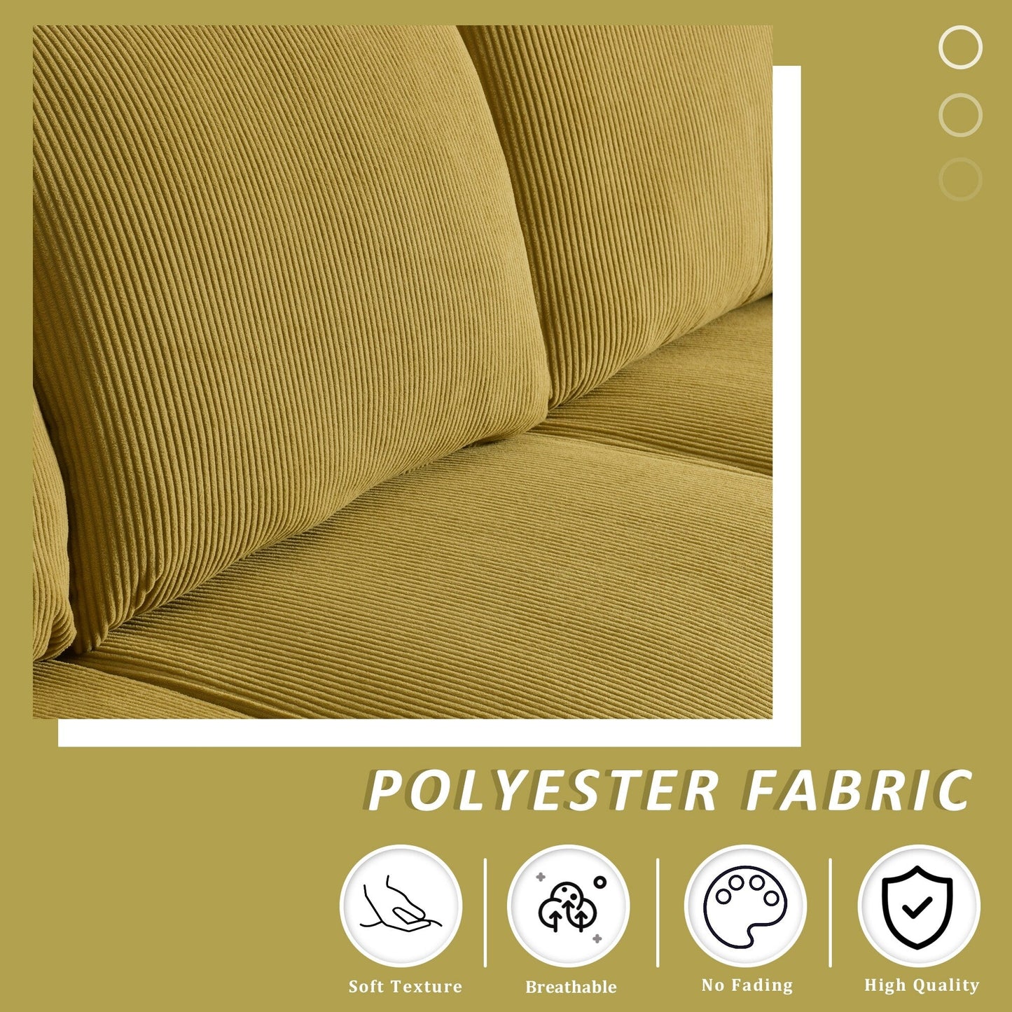 Divano moderno a 3 posti in tessuto di poliestere HOOOWOOO con bracciolo largo