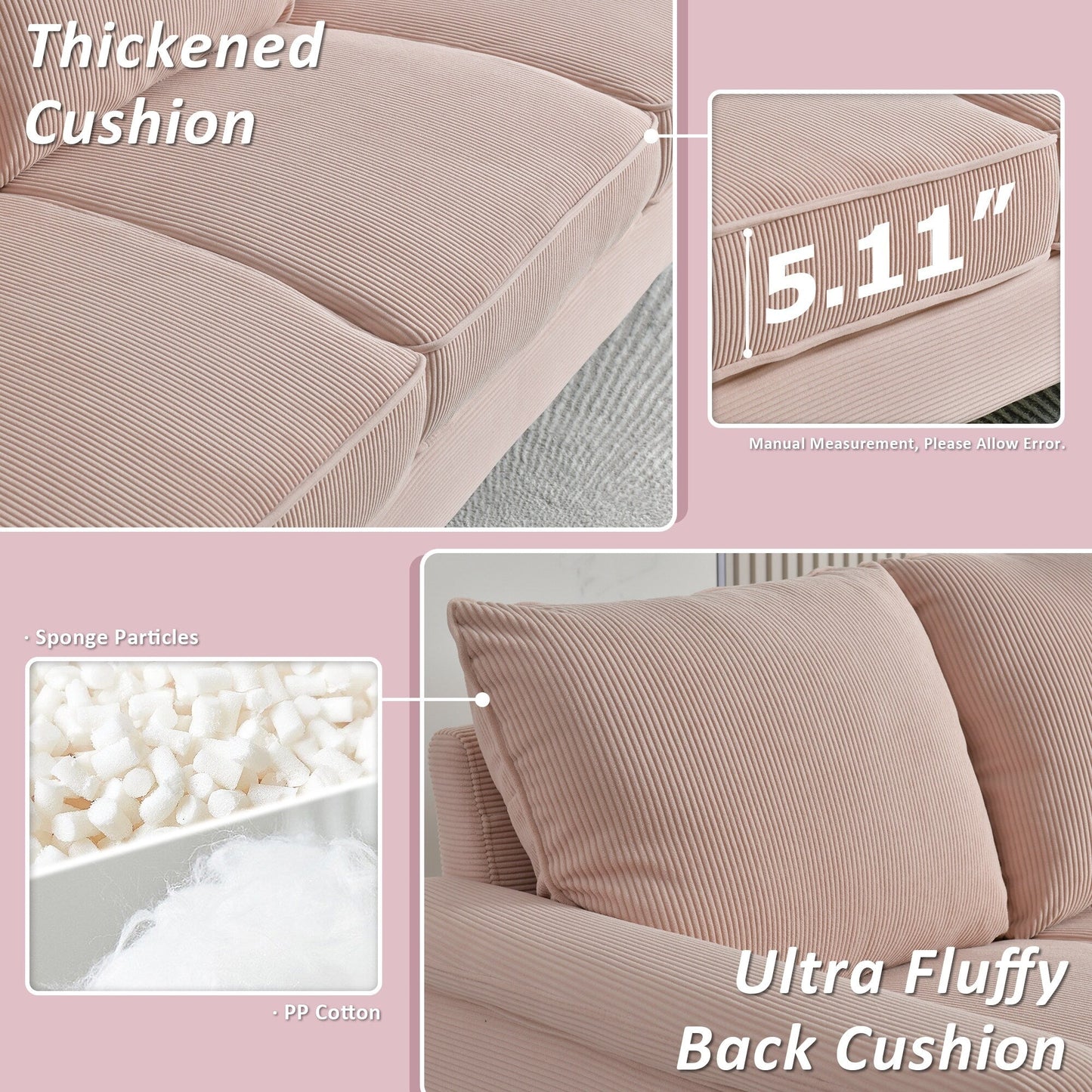 Divano moderno a 3 posti in tessuto di poliestere HOOOWOOO con bracciolo largo