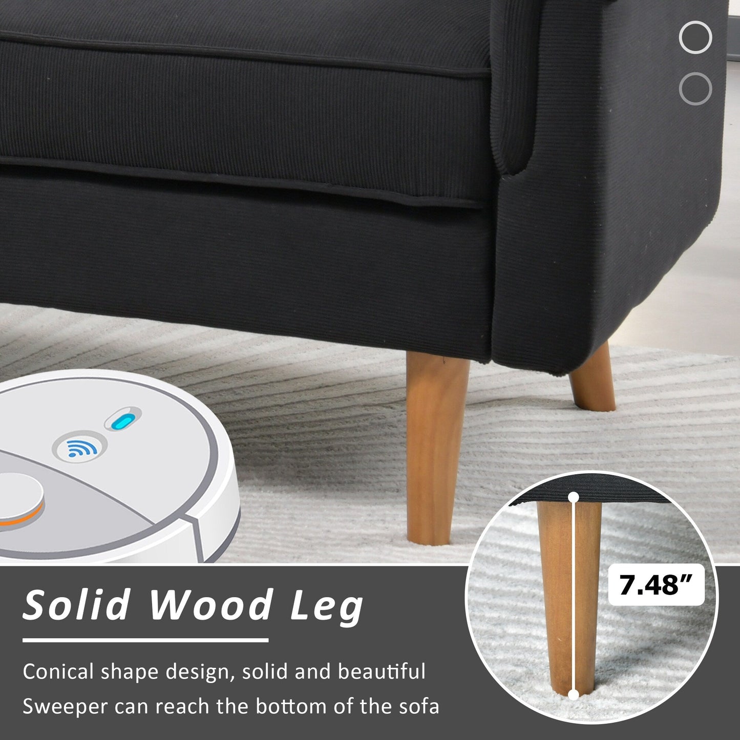 Divano moderno a 3 posti in tessuto di poliestere HOOOWOOO con bracciolo largo