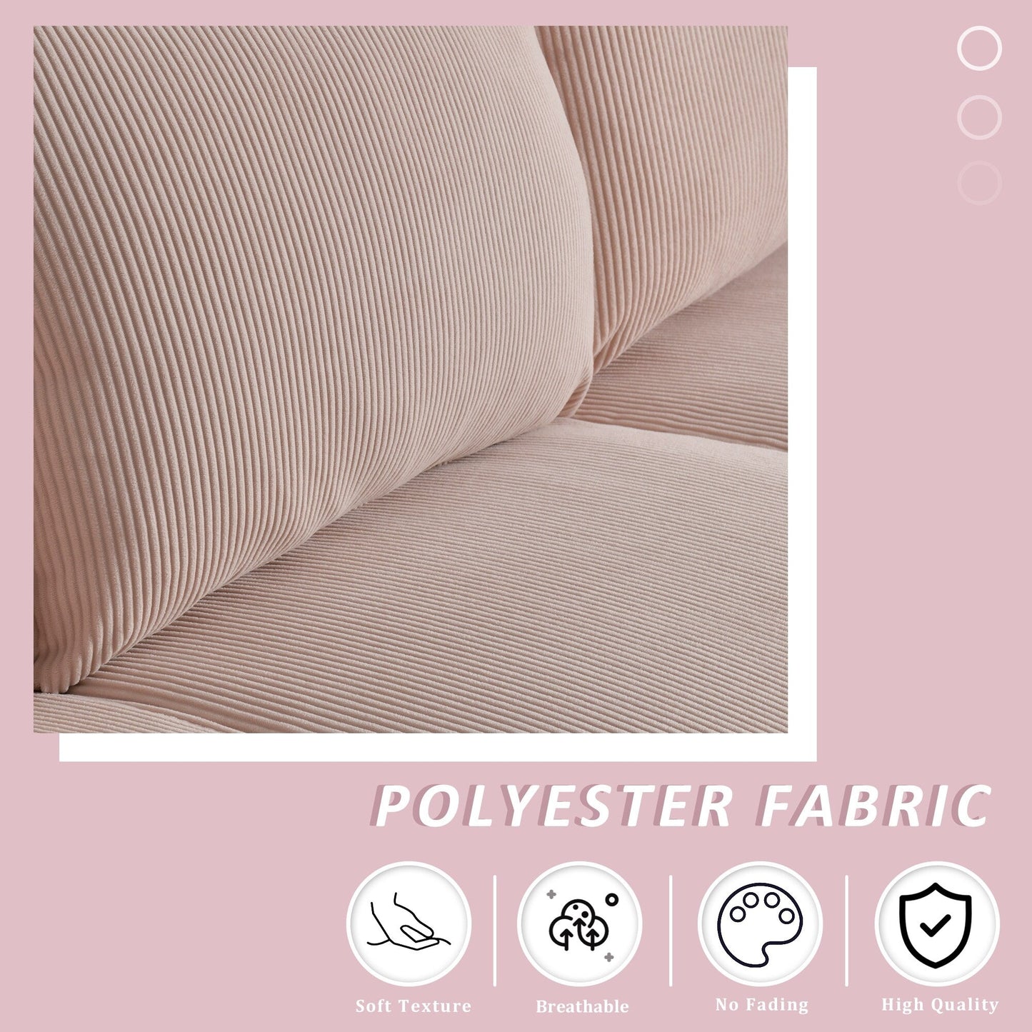 Divano moderno a 3 posti in tessuto di poliestere HOOOWOOO con bracciolo largo